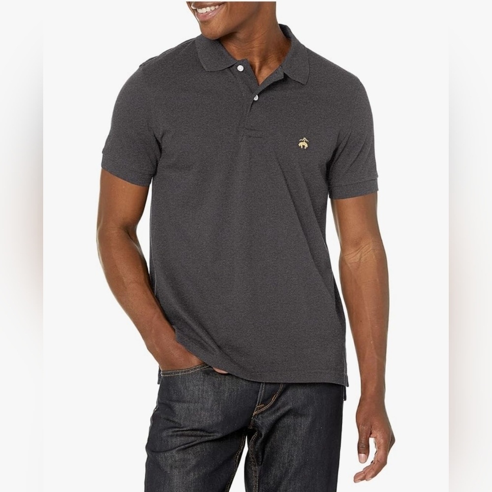 Brooks Brothers Men's Cotton Polo Shirt Dark Gray Sz L